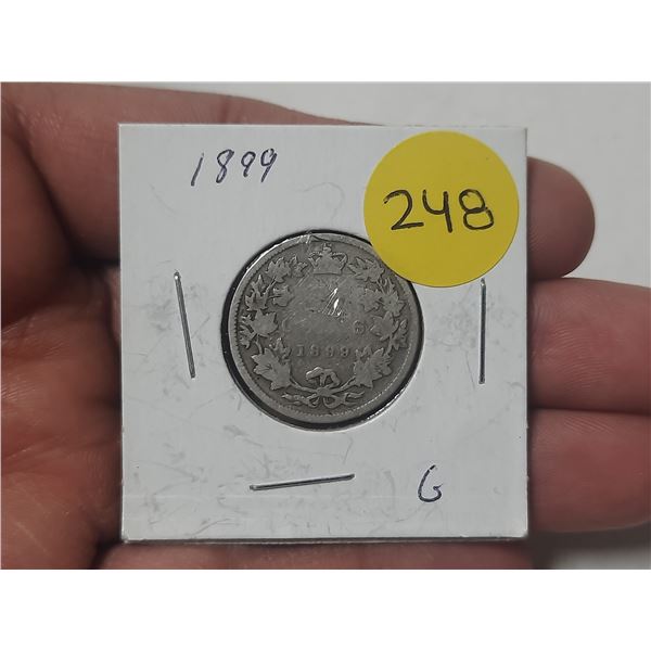 1899 Canada Silver 25 Cents.