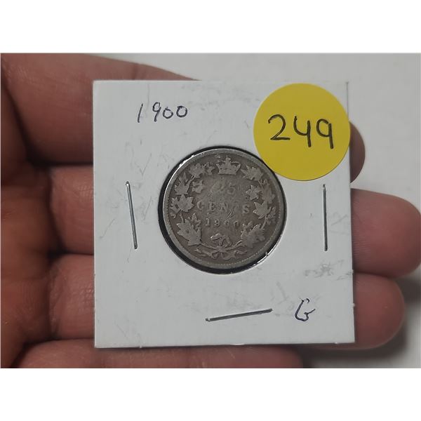 1900 Canada Silver 25 Cents.