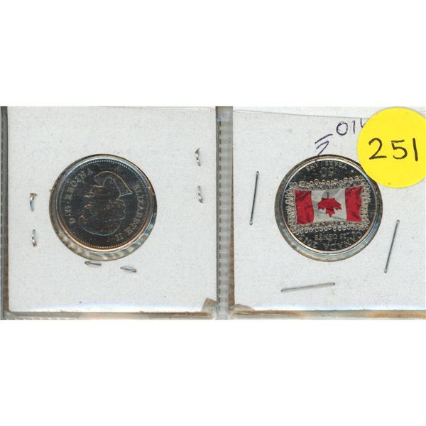 2015 Canadian Flag 25-cent quarter coins commemorating the 50th anniversary of the national flag - C