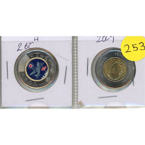 2024 Canadian $2 coins commemorating the 100th anniversary of the Royal Canadian Air Force - Coloure