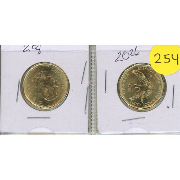 (2) 2026 Canadian "Lucky Loonie" dollar coin.