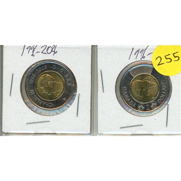 (2) 2026 Canadian 2 Dollar "Toonie" commemorating the 30th Anniversary of the coin.