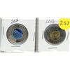 Image 1 : 2027 Canadian 50th Anniversary of the CN Tower $2 coins - Coloured and Uncoloured.