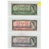 Image 1 : 1967 Canada One Dollar, 1954 Canada Two Dollar, 1954 Canada Ten Dollar.