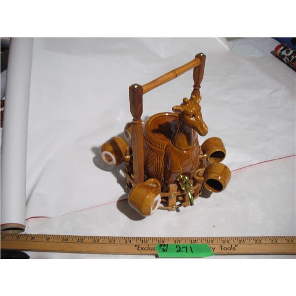 Vintage Ceramic Giraffe Liquor Decanter Set