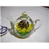 Image 2 : Vintage Blown Glass Flower Tea Pot Paper weight Plus Beise Germany 1919 Pottery Tea Bag Dish