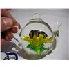 Image 3 : Vintage Blown Glass Flower Tea Pot Paper weight Plus Beise Germany 1919 Pottery Tea Bag Dish