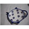 Image 4 : Vintage Blown Glass Flower Tea Pot Paper weight Plus Beise Germany 1919 Pottery Tea Bag Dish