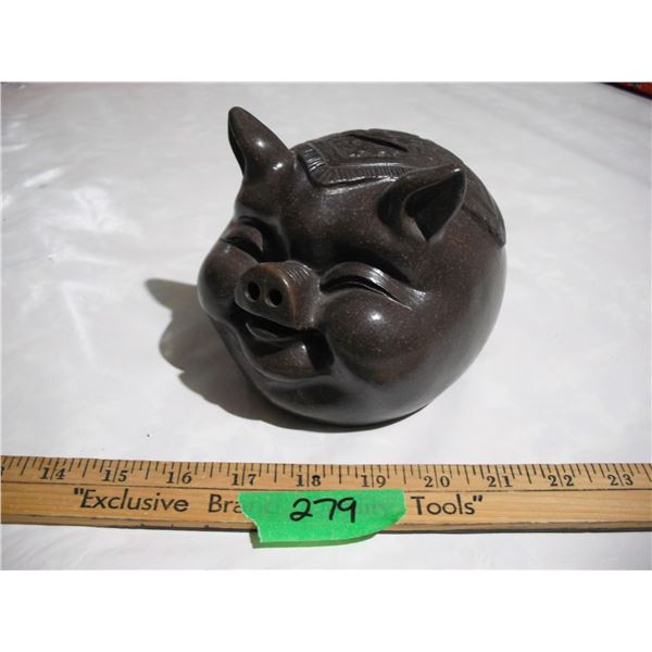 Chinese Happy Face Piggy Bank Clay Pottery