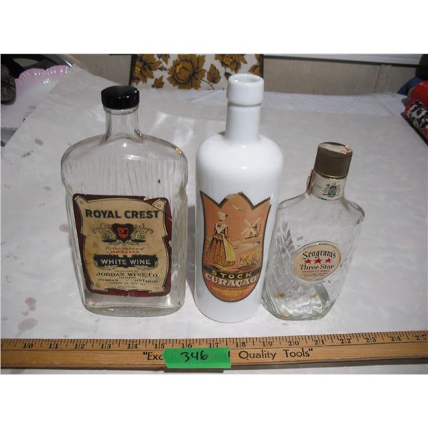 (3) Vintage Liquor Bottles w/ Labels