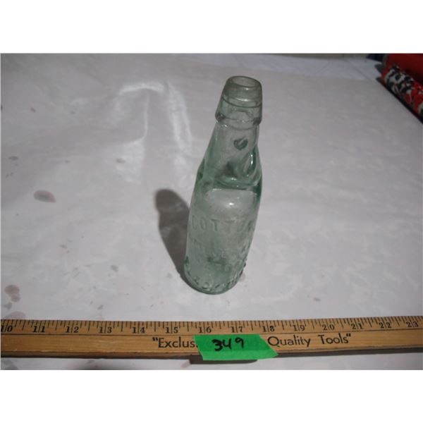 Vintage Cottons Mineral Waters Black Burn Bottle W/ Marble
