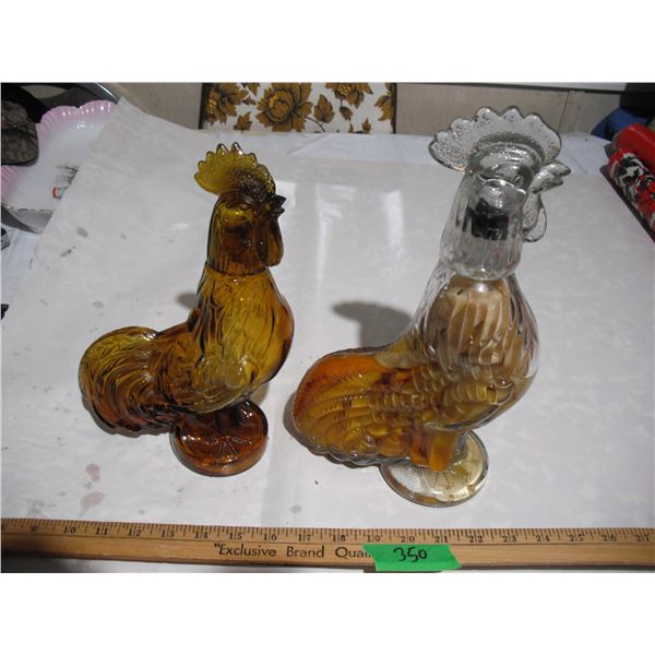 (2) Vintage Rooster Decanters