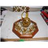 Image 1 : Vintage (Possible Bohemian) Amber Glass Decanter Set w/ 5 Shot Glasses and Tray