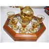 Image 2 : Vintage (Possible Bohemian) Amber Glass Decanter Set w/ 5 Shot Glasses and Tray