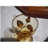 Image 5 : Vintage (Possible Bohemian) Amber Glass Decanter Set w/ 5 Shot Glasses and Tray