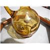 Image 9 : Vintage (Possible Bohemian) Amber Glass Decanter Set w/ 5 Shot Glasses and Tray