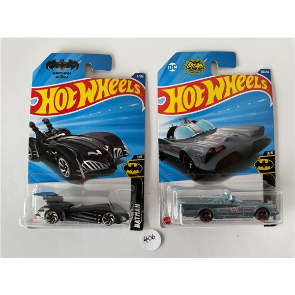 2 hotwheels batmobiles in original packaging