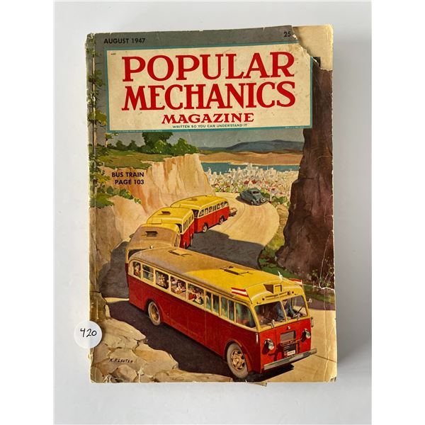Popular Mechanics magazine August 1947 with vintage newspaper clippings
