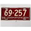 Image 1 : 1938 Saskatchewan License Plate – all original no touchups