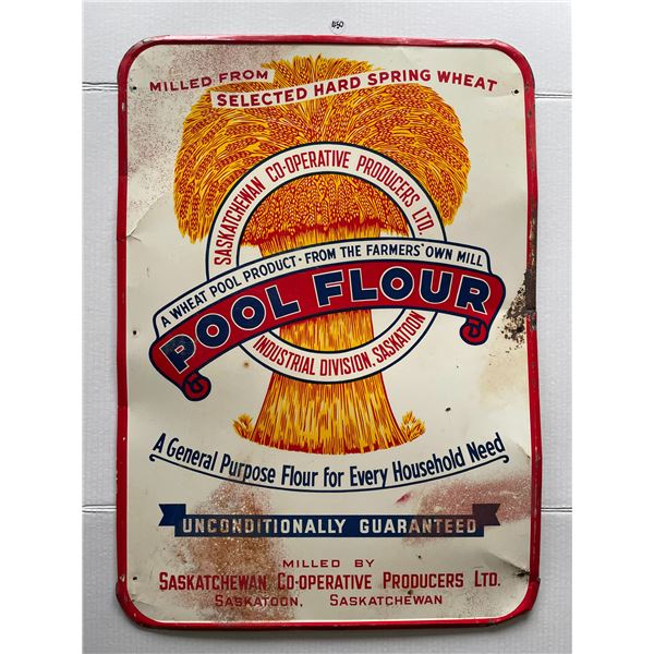 Vintage Original Wheat Pool Flour Tin Sign 1950’s St. Thomas Metal Signs 27”x19[x=