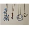 Image 2 : (4) 8” Necklaces w/ Pendants.  (1) Silver Tone, (3) Gold Tone