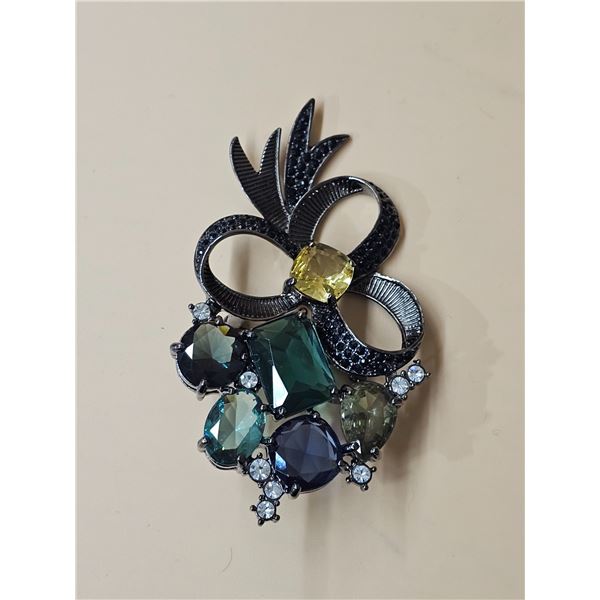 4” Large Brooch w/ Coloured Stones