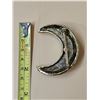 Image 2 : 2” Moon Shape Brooch w/ Turquoise Coloured Stones