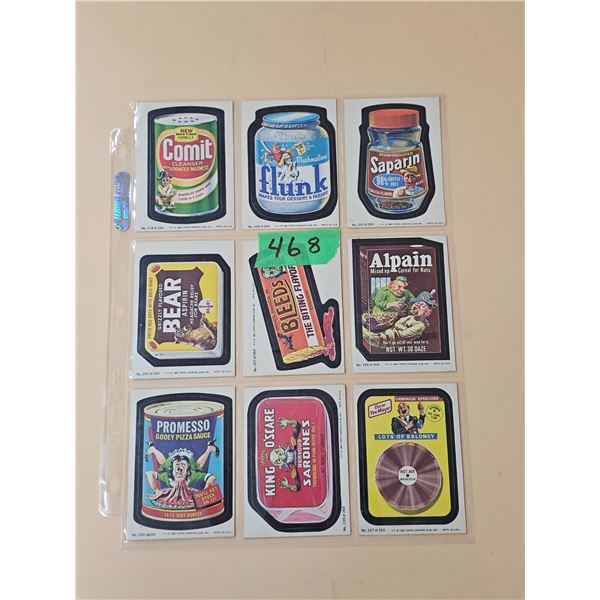 (9) Vintage Topps Chewing Gum Wacky Packages Stickers