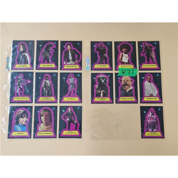 (16) 1978 Topps Battlestar Galactica Trading Card Stickers