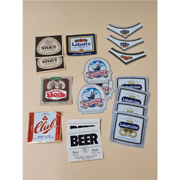 Lot of Unused Beer Labels – Stout, Club, Labatt’s, Schooner etc.