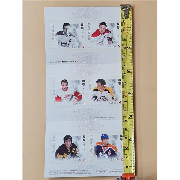2017 Canadian Hockey Legends 100th Anniversary NHL Canada Post Stamp Panel w/ (6) Stamps