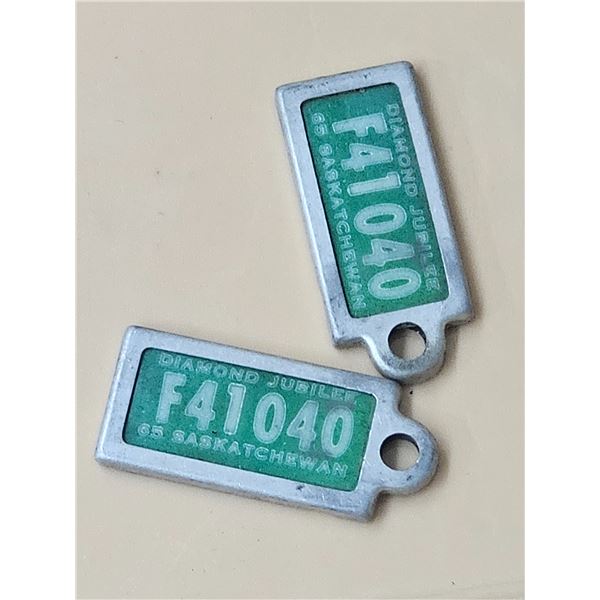 1965 Pair of Sask War Amp Key Tags - Farm