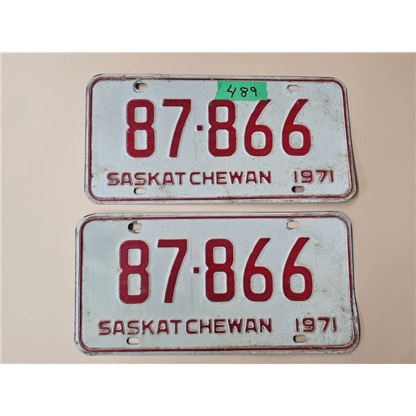 Pair of 1971 Saskatchewan License Plates