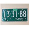 Image 1 : 1971 Alberta License Plate