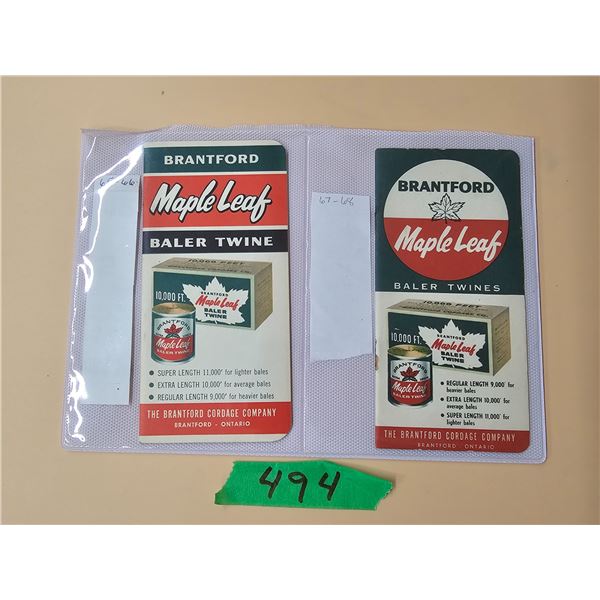 (2) 1960’s Brantford Maple Leaf Baler Twine Booklet Notepads (Unused)