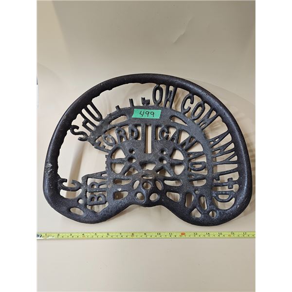 Cockshutt Plow Company Cast Iron Seat – Missing Letters