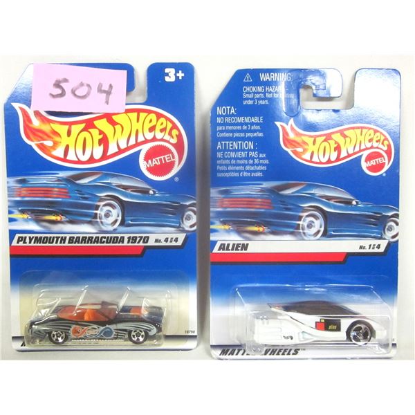 (2) NEW Sealed 1998 HOT WHEELS No. 1/4 “ALIEN” & No. 4/4 “PLYMOUTH BARRAC
