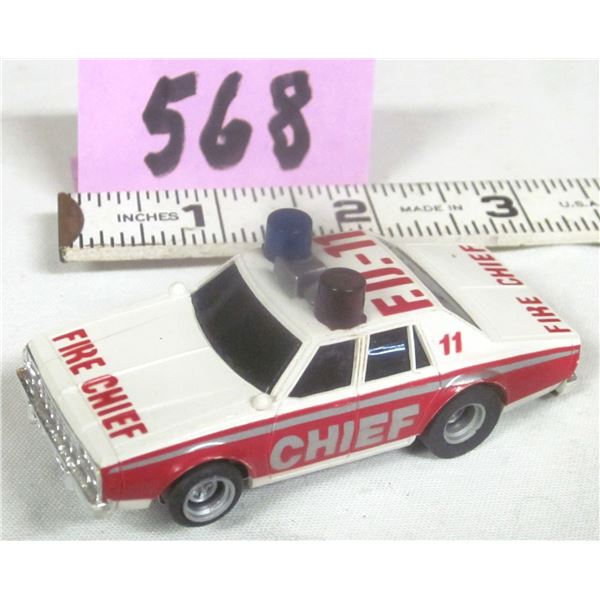 Vintage 1979 Aurora AFX HO Scale (Chevy) FD-11 FIRECHIEF White & Red w/ Lights
