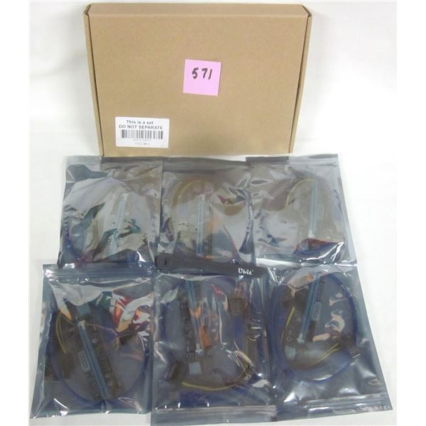 NEW Boxed (6) Pack PCI-E Riser Mining Adapter.  USB 3.0 Power Cable Kit