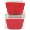 Image 3 : (2) Vintage Pyrex Bright Red Refrigerator Dishes w/ 501-C Clear Ribbed Lids