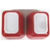 Image 4 : (2) Vintage Pyrex Bright Red Refrigerator Dishes w/ 501-C Clear Ribbed Lids