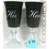 Image 1 : Pair of His & Her Glass Pedestal Goblets