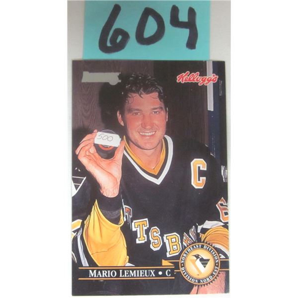 1995 Kellog’s MARIO LEMIEUX 500TH Goal Hockey Card
