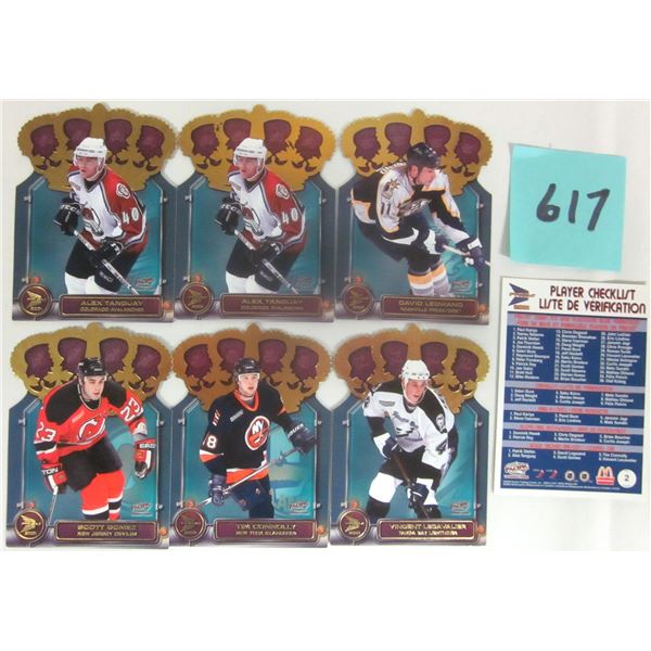2000/01 McDonald’s Pacific Prism NHL “Gold Crown Die-Cut” (6) Card Set