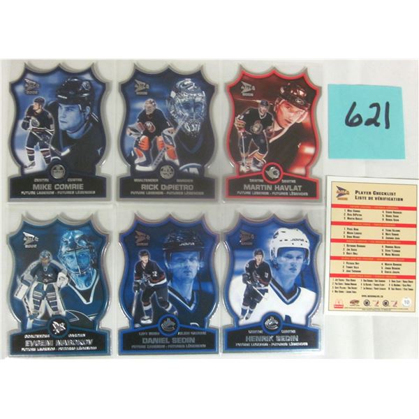 2001/02 McDonald’s Prism Gold NHL “Future Legends” (6) Card Set w/ Insert