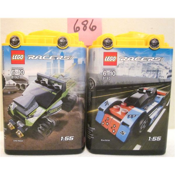 (2) NEW Factory Sealed Lego Racer Sets - #8192 LIME RACER & #8193 BLUE BULLET