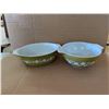 Image 1 : (2) Green Floral Design Pyrex Bowl and Dish