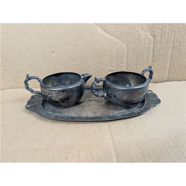 Vintage Viking Plated E.P. Copper Cream and Sugar Set w/ Tray