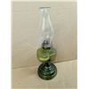 Image 1 : Vintage Green Glass Oil Lamp w/ Chimney