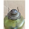 Image 7 : Vintage Green Glass Oil Lamp w/ Chimney